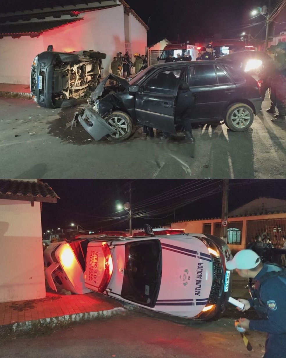 Grave acidente faz viatura da polícia capotar em Rio Branco — Foto: Reprodução