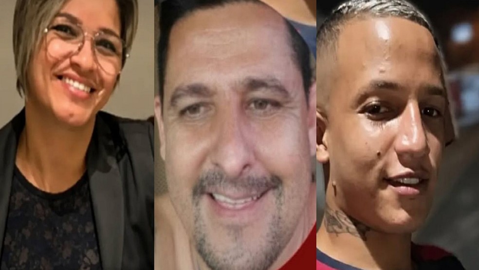 Juliana Cristian de Oliveira, de 46 anos, Weslei José da Silva, de 42 anos, e Rodrigo Aderne, de 21, respectivamente — Foto: Arquivo Pessoal