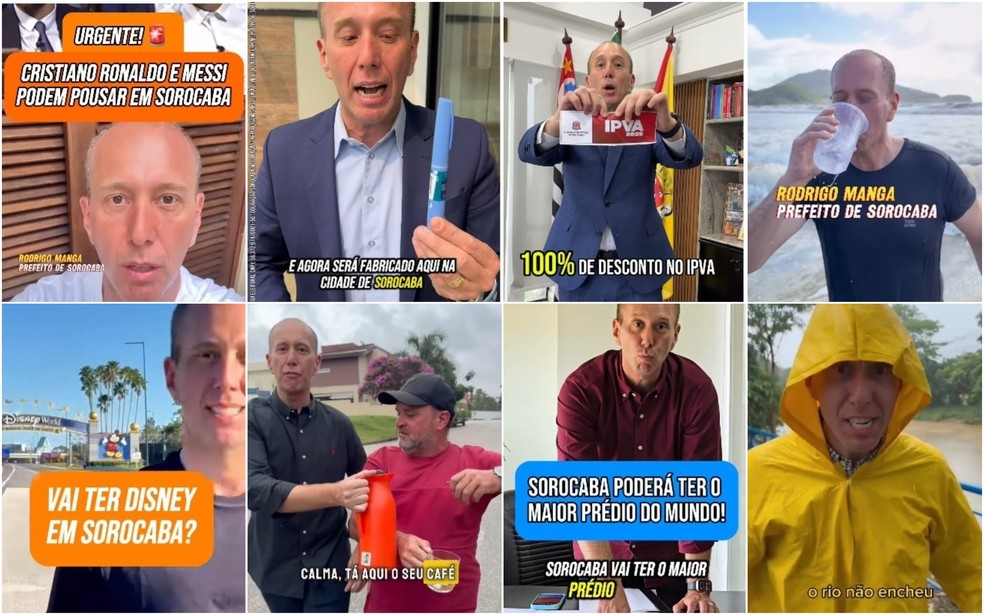 'Melhor cidade do Brasil'? Prefeito de Sorocaba usa técnicas de marketing e desinformação para viralizar vídeos — Foto: Instagram/Reprodução