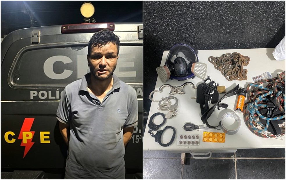 Suspeito de sequestrar ex namorada é preso, em Goiás — Foto: Reprodução/TV Anhanguera e Divulgação/Polícia Militar de Goiás