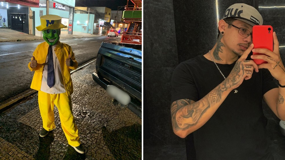 Jorge Maycon da Silva Ara&uacute;jo se fantasia de M&aacute;skara em carreta da alegria em Fernand&oacute;polis (SP) &mdash; Foto: Jorge Maycon da Silva Ara&uacute;jo/Arquivo pessoal