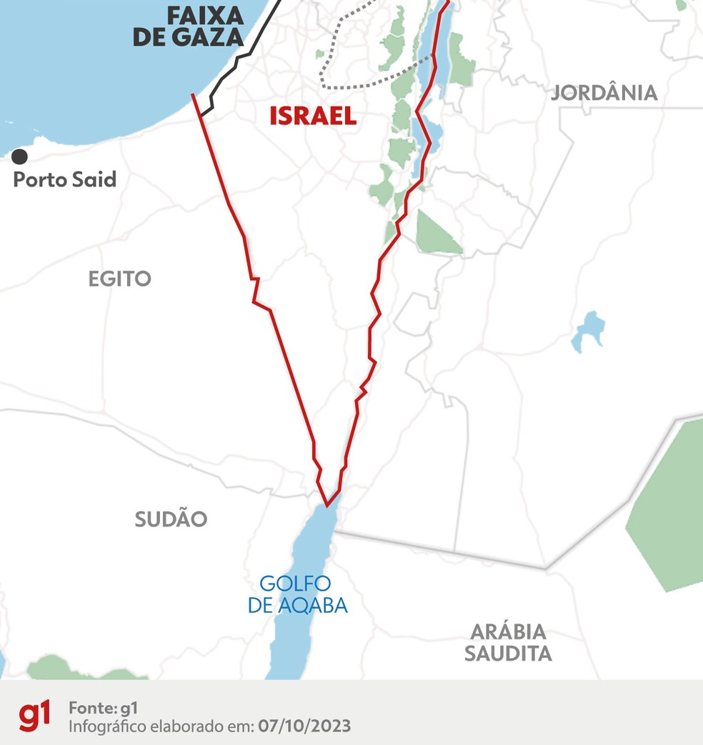 Mapa mostra conflito em Israel — Foto: Arte/g1