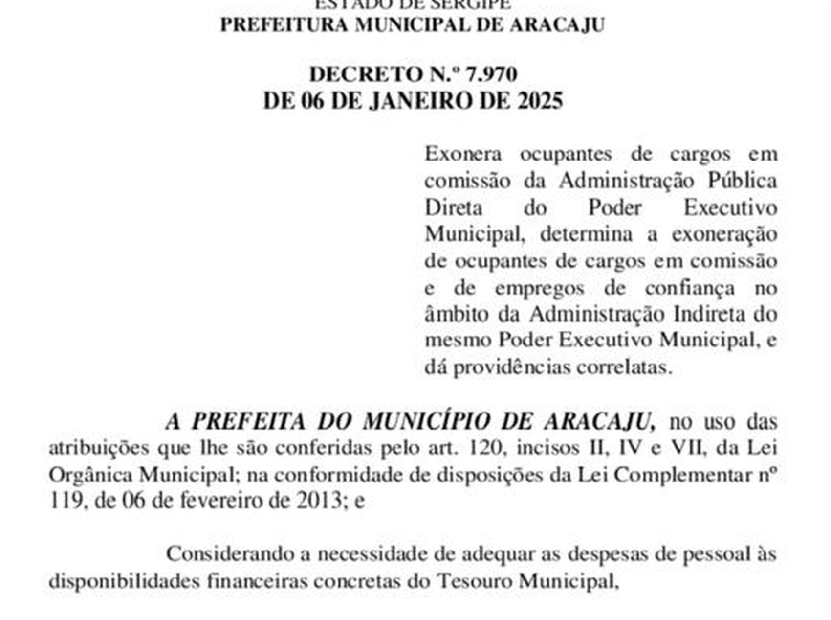 Emília Corrêa exonera cargos comissionados em Aracaju