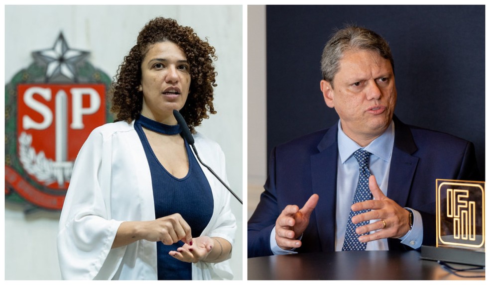A deputado estadual Mônica Seixas (PSOL) e o governador Tarcísio de Freitas (Republicanos). — Foto: Montagem/g1/Divulgação/Alesp/GESP