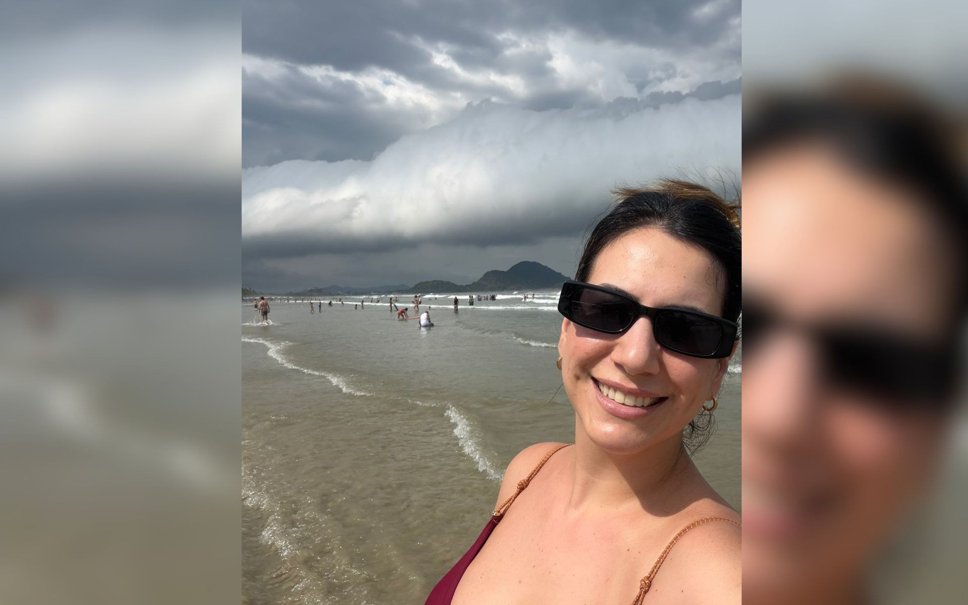 Médica que viajou cerca de 700 km do interior ao litoral de SP registrou nuvem em formato de ‘tsunami’ em praia: 'Fiquei encantada' 