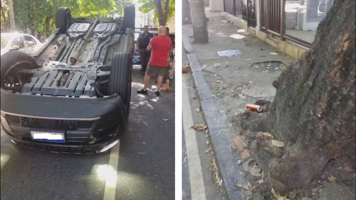 Homem fica ferido após capotamento de carro na Zona Norte do Rio