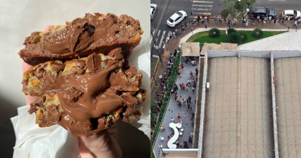 Cookies com recheios exagerados geram filas de clientes em negócio de Londrina — Foto: Reprodução