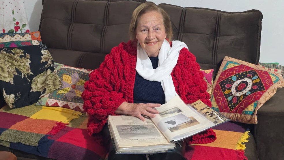 Maria de Lurdes Hugen de Souza testemunhou uma nevasca histórica em São Joaquim quando era adolescente — Foto: Mycchel Legnaghi