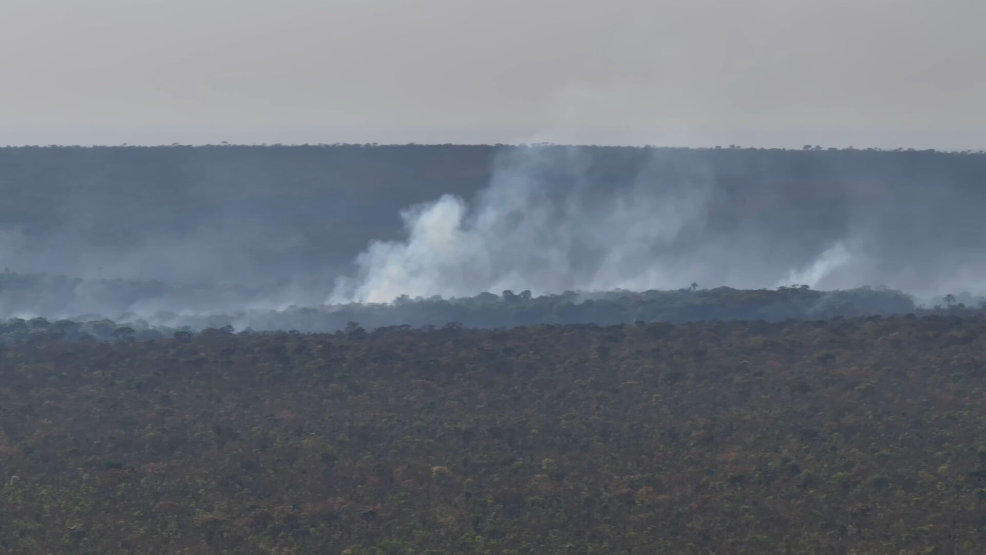 Bombeiros enfrentam 3° dia de combate a incêndio na Reserva da Marinha, no DF