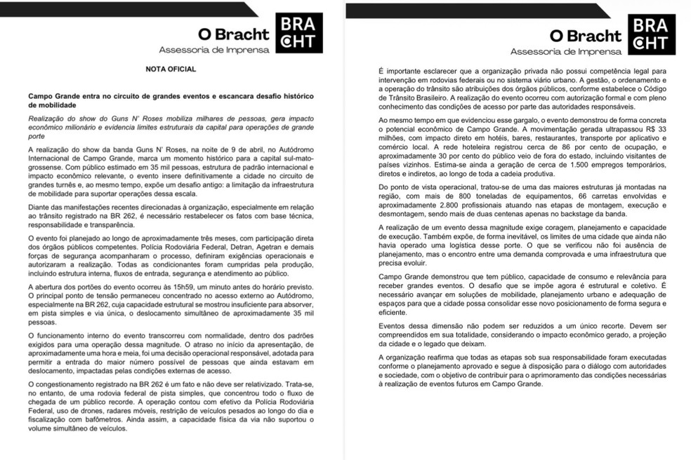 Empresa se manifestou em nota. — Foto: Reprodução