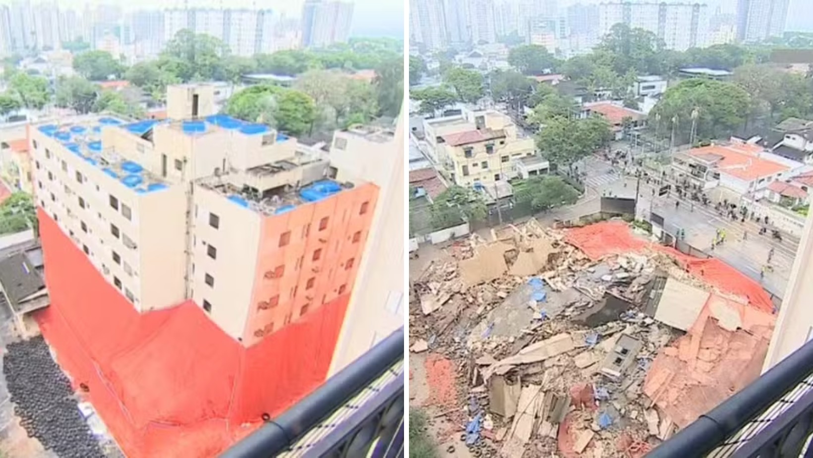 Veja ANTES E DEPOIS de implosão de hotel na Avenida Nove de Julho em São José dos Campos, SP