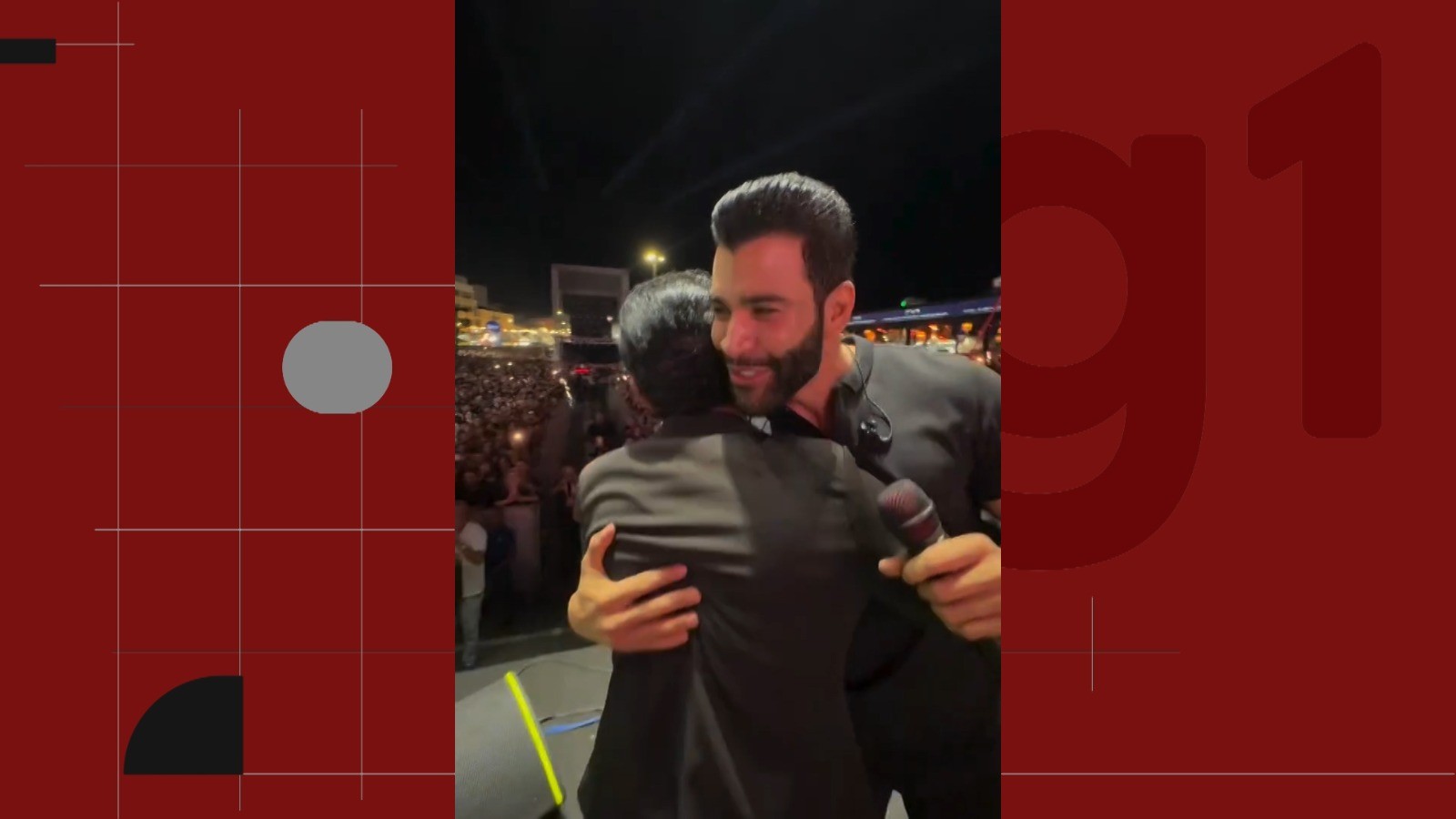 Cantor Gusttavo Lima canta com sósia durante show em festa de São João na Bahia