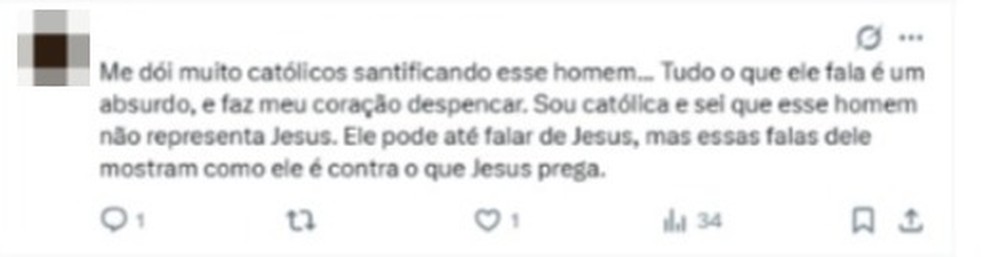 Internauta criticou o Frei Gilson na rede social Instagram após declarações polêmicas. — Foto: Reprodução