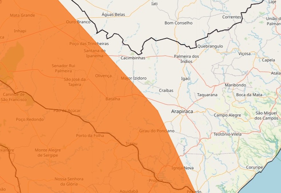 Inmet emite alerta para municípios do interior de Alagoas — Foto: Inmet