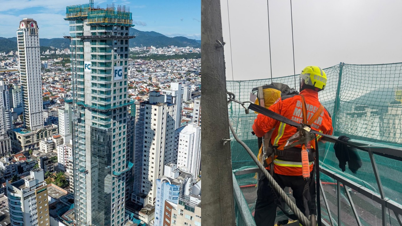 Trabalhador morre após cair do 49º andar de arranha-céu em construção em Balneário Camboriú