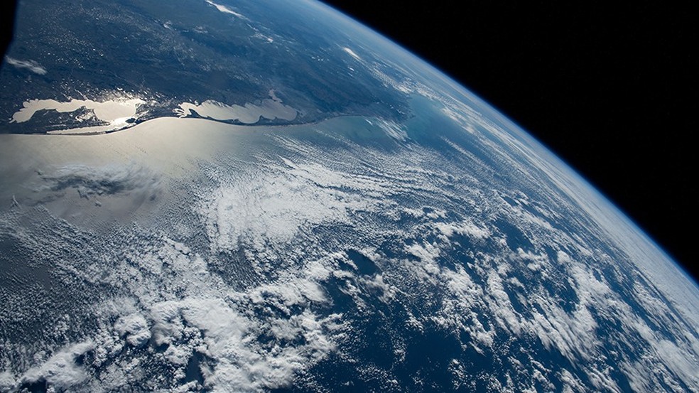 Litoral do RS é visto em imagem tirada da Estação Espacial Internacional — Foto: NASA/ISS/Divulgação