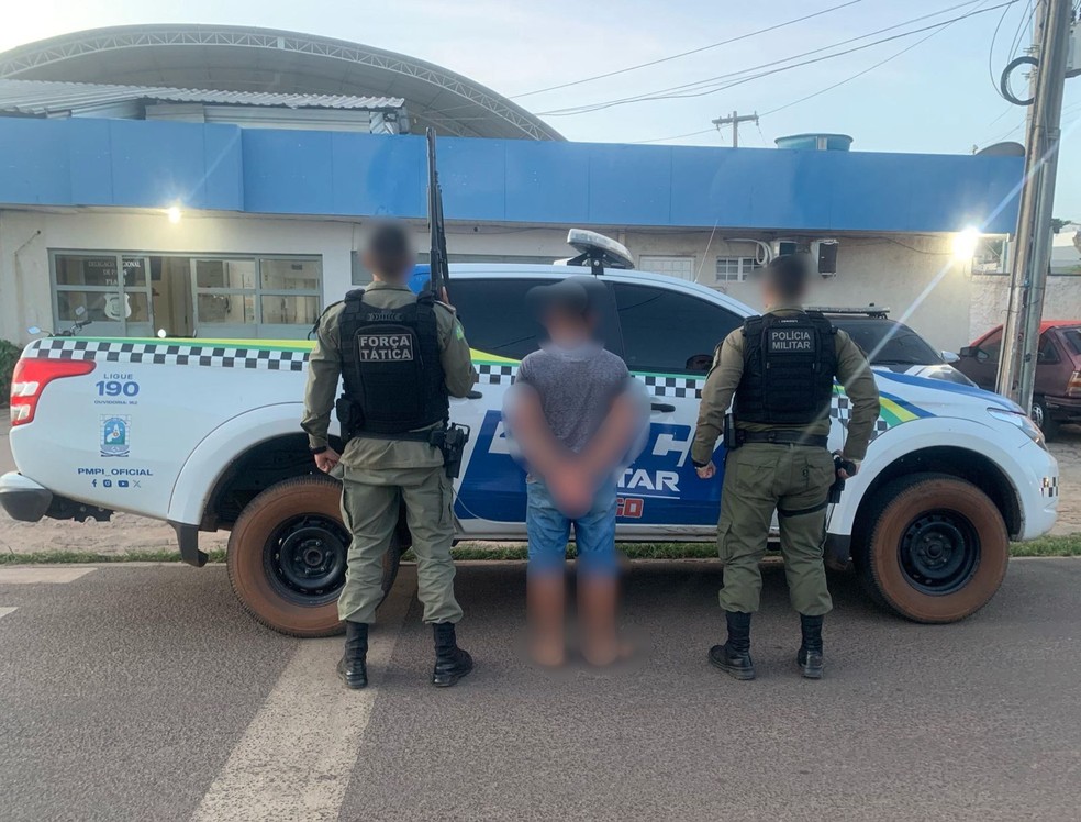 Sobrinho suspeito de matar tio a facadas se entrega à polícia e é preso no Piauí — Foto: Divulgação/PMPI