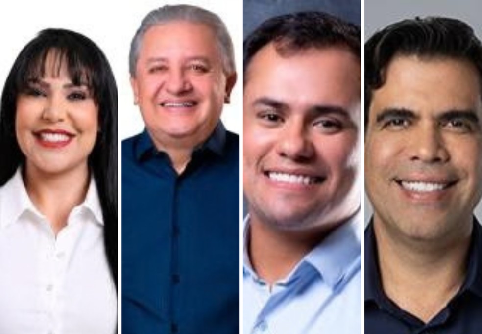 Professora Janad Valcari (PP), Jair Farias (União), Lucas Campelo (Republicanos) e Ricardo Ayres (Republicanos — Foto: Arte g1