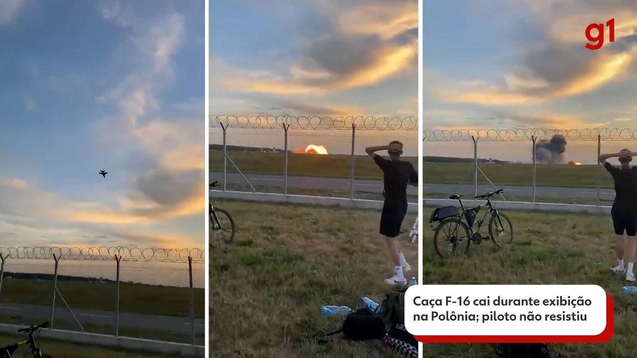 VÍDEO: Caça F-16 cai e explode durante ensaio para show aéreo na ...