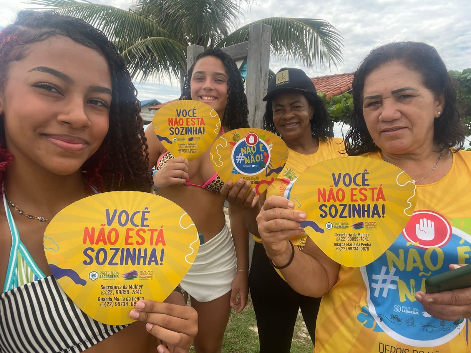 Campanha 'Não é não!' tem tendas com orientações sobre assédio às mulheres em Saquarema, no RJ