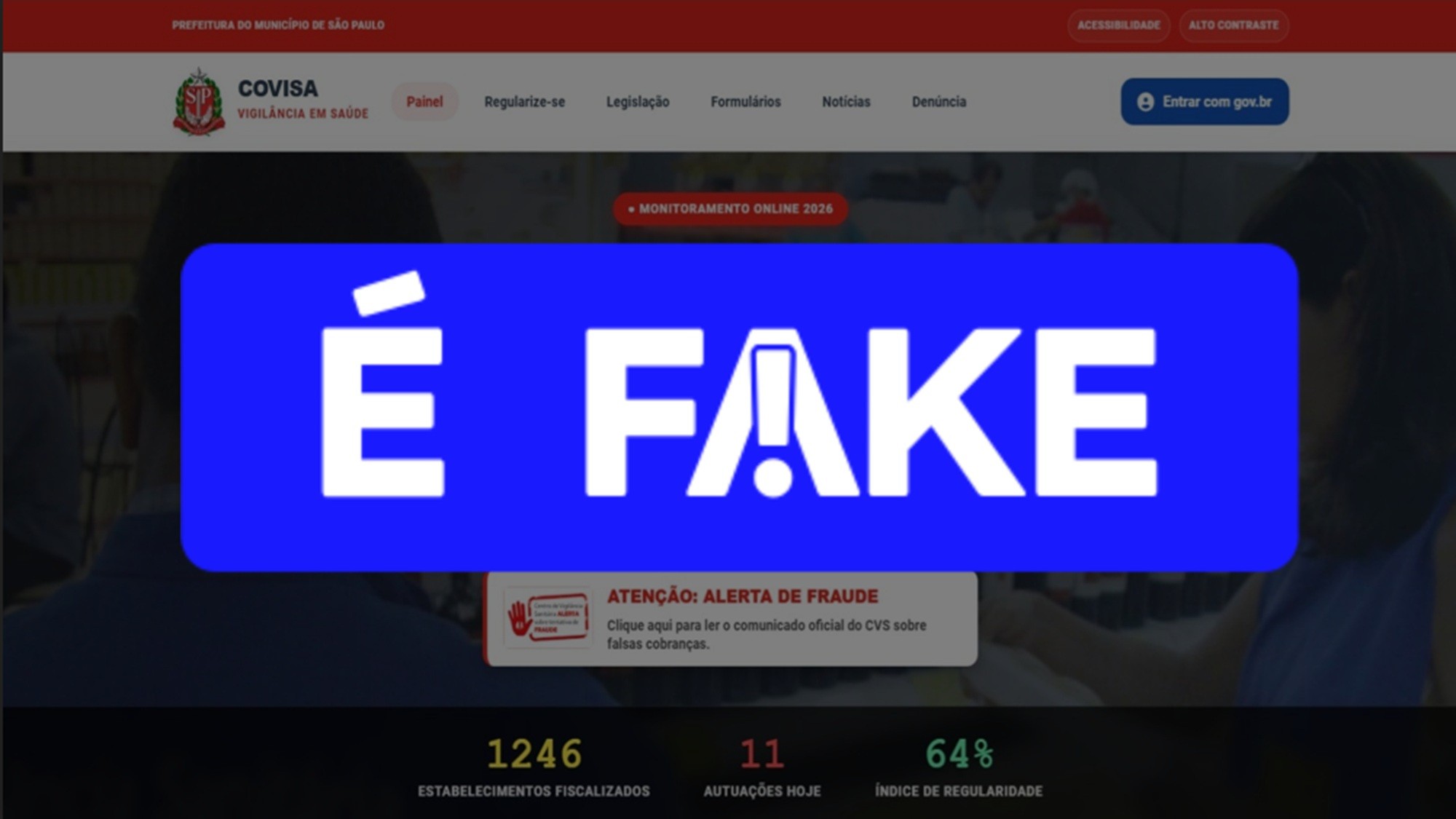 É #FAKE site com endereço '.com' que se passa por página da Coordenação de Vigilância em Saúde de prefeitura de São Paulo