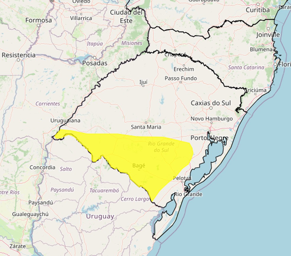 Região sudoeste do Rio Grande do Sul pode ter geada nesta terça-feira (14). — Foto: Inmet