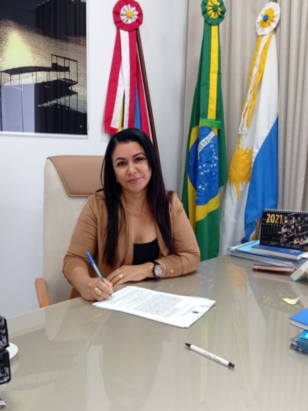 Prefeita Ildislene Santana (DEM) foi detida em flagrante por porte de arma — Foto: Divulgação