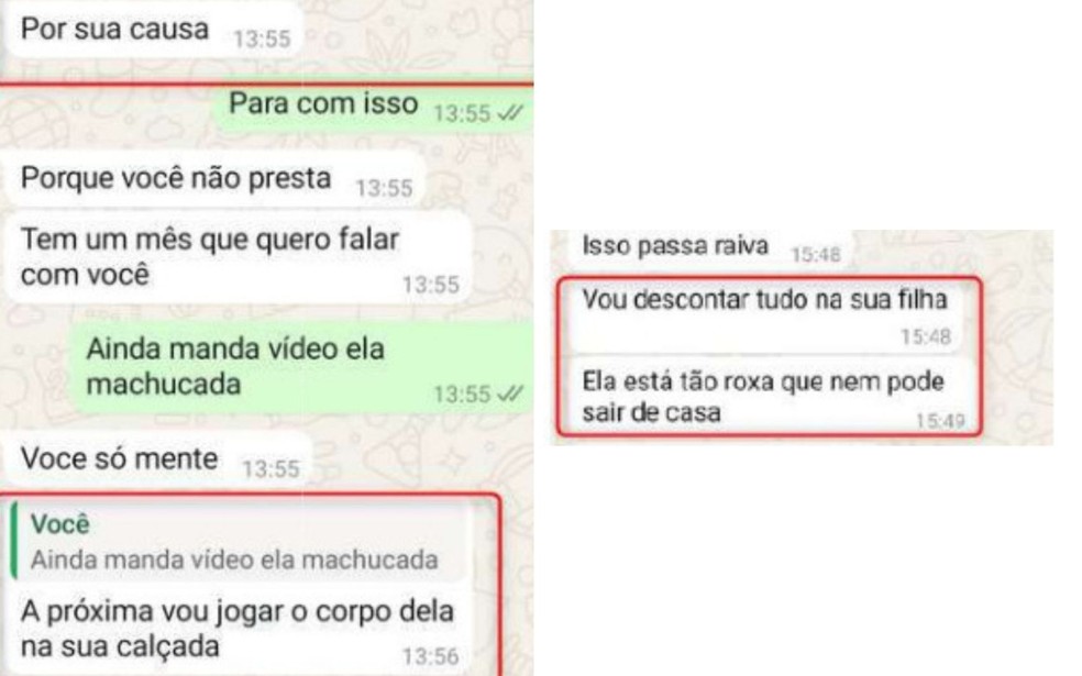Mulher enviou mensagens para o ex ameaçanado matar a filha caso eles não voltassem a ficar juntos, em Goiás — Foto: Divulgação/Polícia Civil