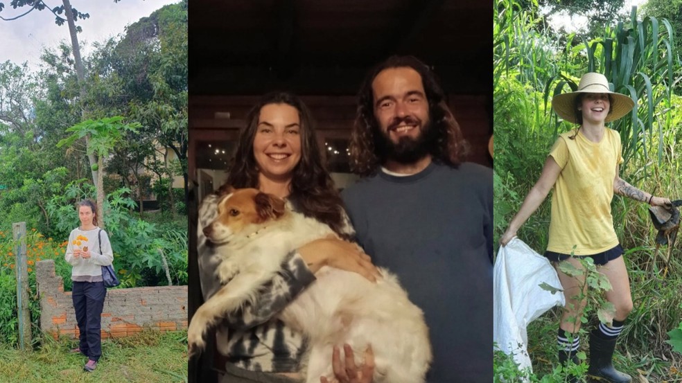 Fotos enviadas pelo companheiro de Catarina mostram estudante na frente de terreno em que iriam construir casa. — Foto: Reprodução/Arquivo Pessoal