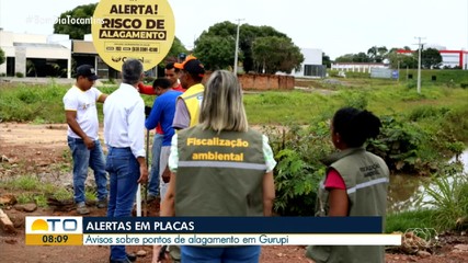Placas de alerta sobre pontos de alagamento são instaladas em Gurupi