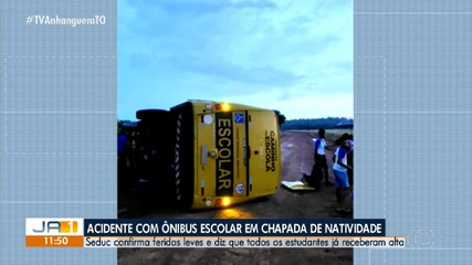 Ônibus escolar que transportava estudantes tomba na zona rural de Chapada da Natividade