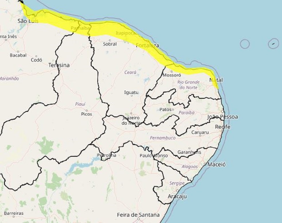Ventos costeiros no RN — Foto: Inmet