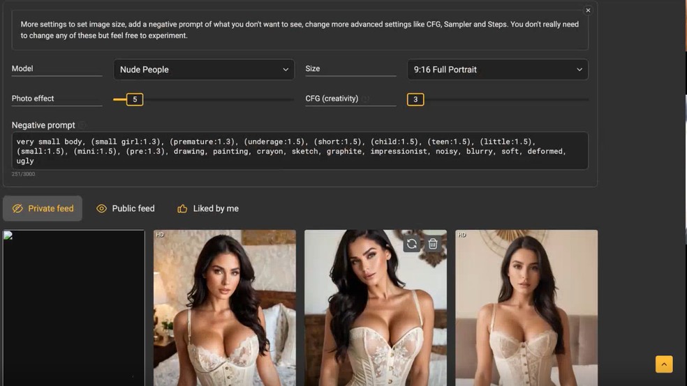 Site que permite criar imagens 18+ usando inteligência artificial — Foto: Reprodução