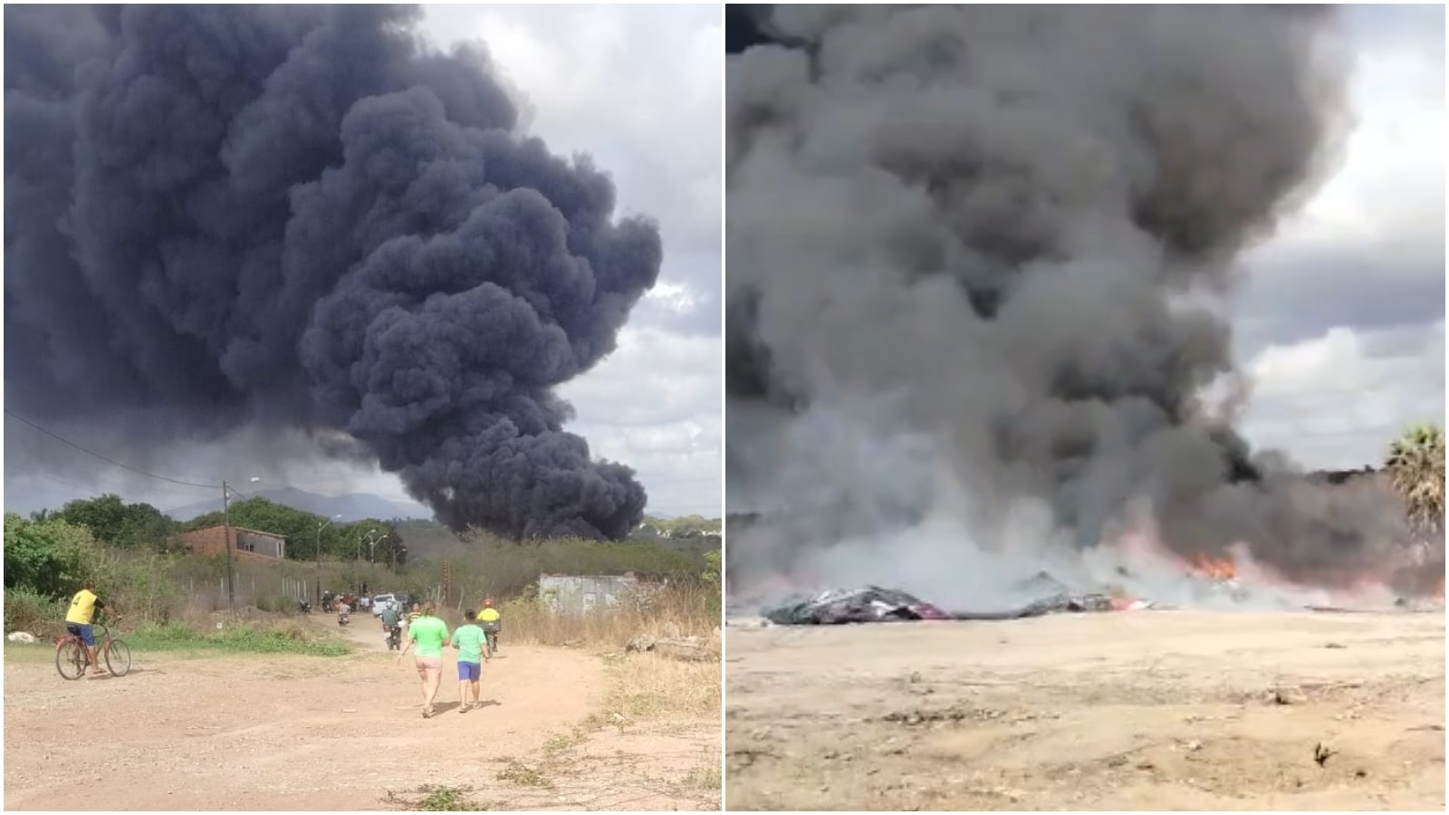 Vídeo: Incêndio atinge casa de reciclagem e gera coluna de fumaça em Fortaleza