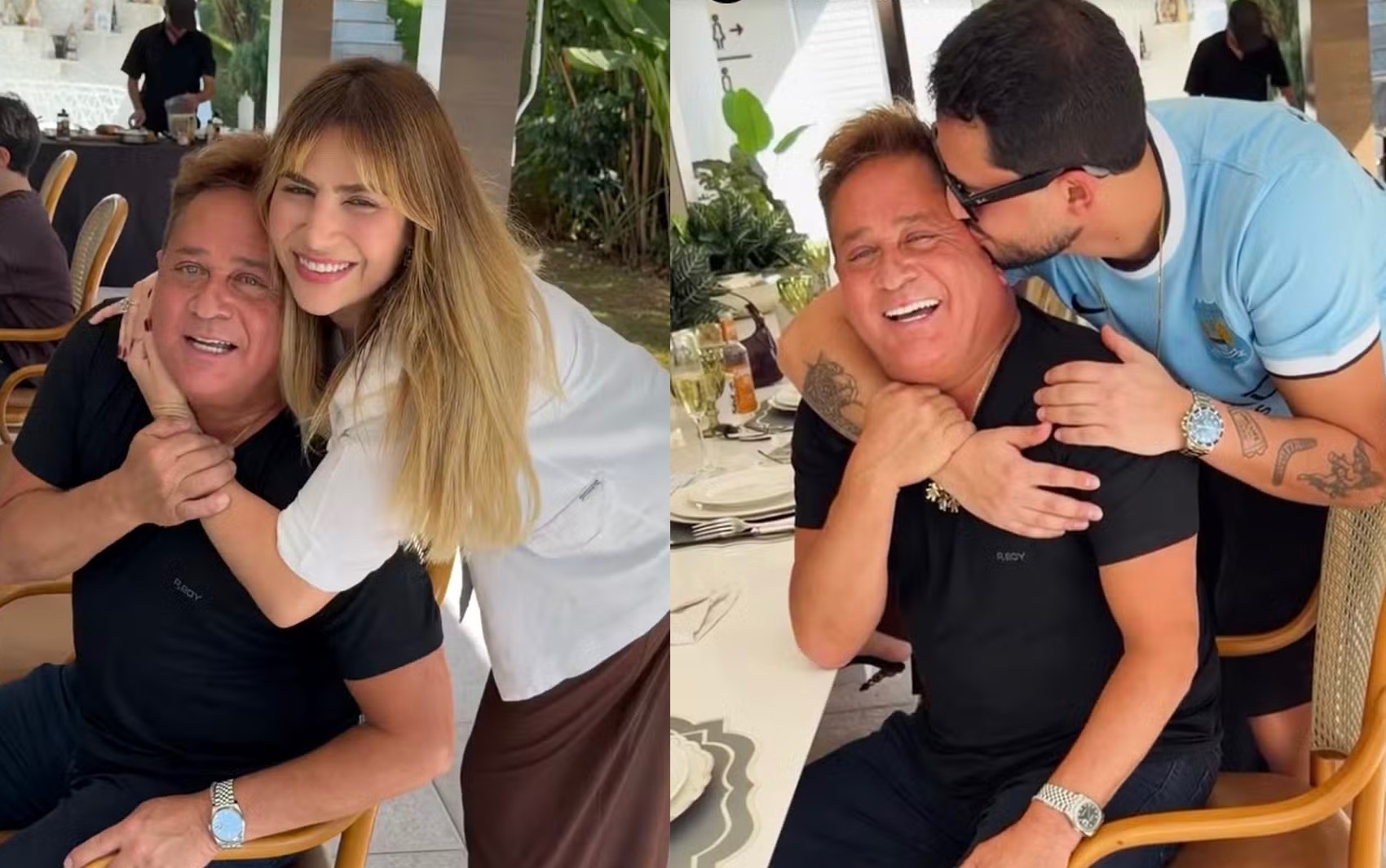 Leonardo recebe surpresa dos filhos João Guilherme, Jéssica Beatriz e Matheus Vargas no Dia dos Pais; vídeo