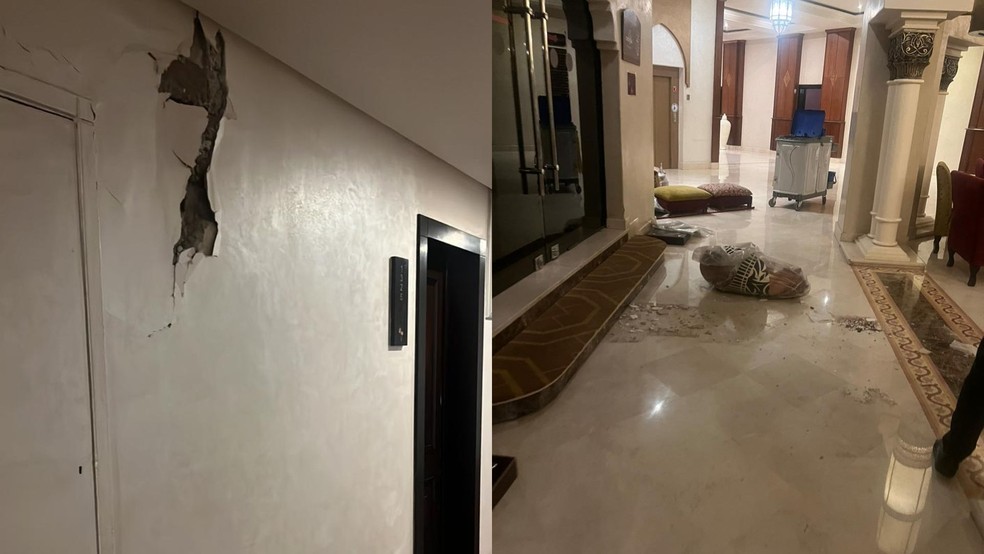 Turistas brasileiros encontraram estragos do terremoto que atingiu o Marrocos ao chegarem no hotel — Foto: Ana Paula Campeão/Arquivo Pessoal