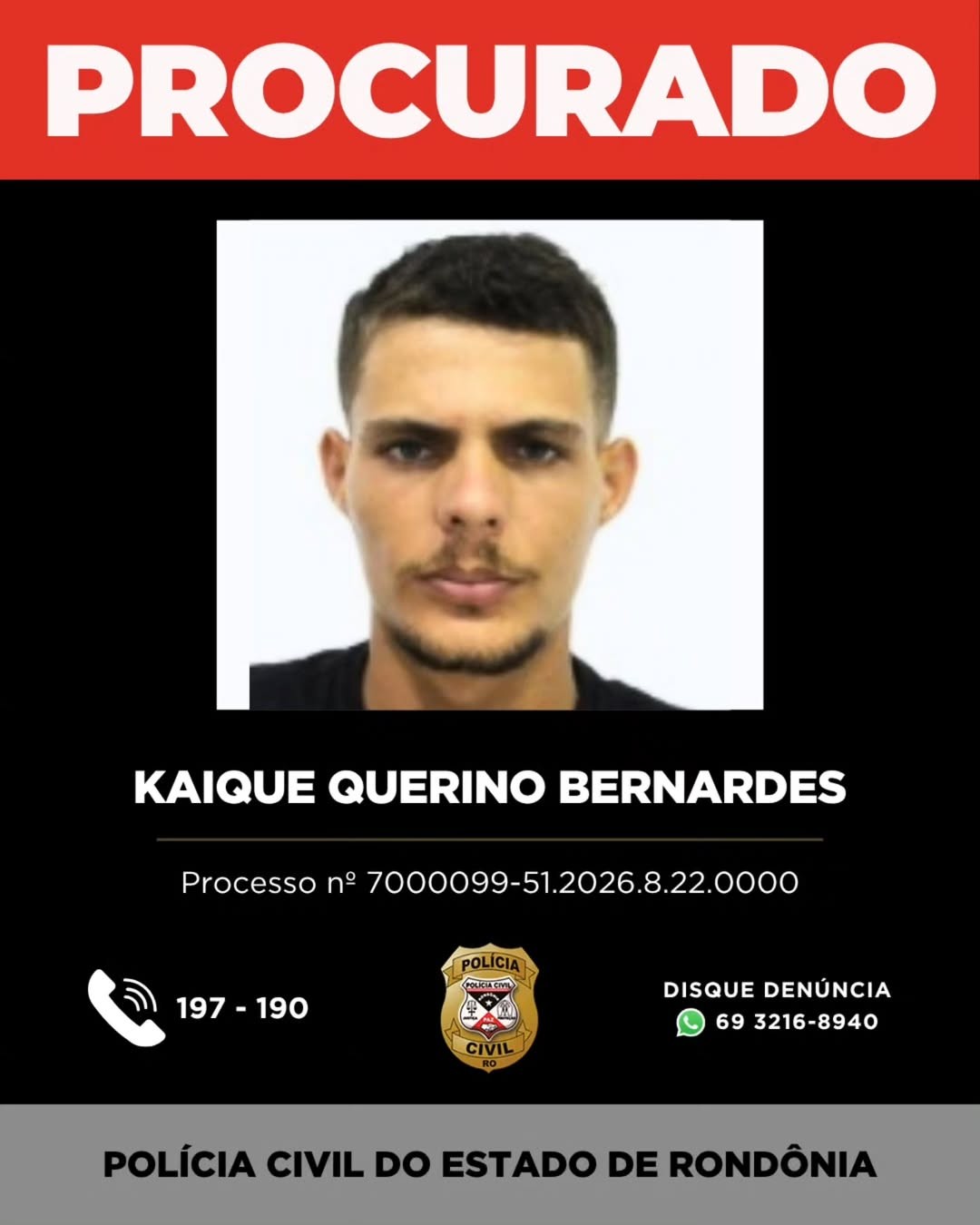 Kaique Querino Bernardes — Foto: Reprodução/Polícia Civil de Rondônia (PC-RO)