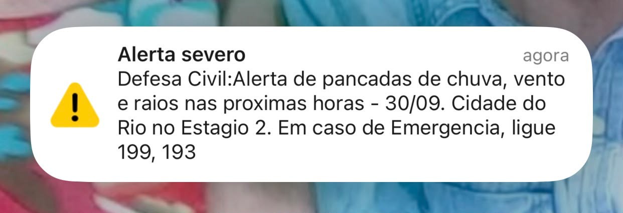 Defesa Civil envia alerta severo para chuva forte no Rio; cidade entra no Estágio 2