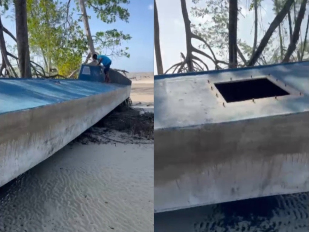 Submarino é encontrado por pescadores em praia no nordeste do Pará; VÍDEO 