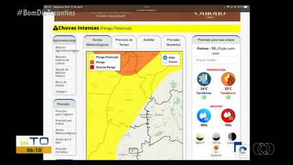 Tocantins tem alertas amarelo e laranja para chuvas; veja previsão