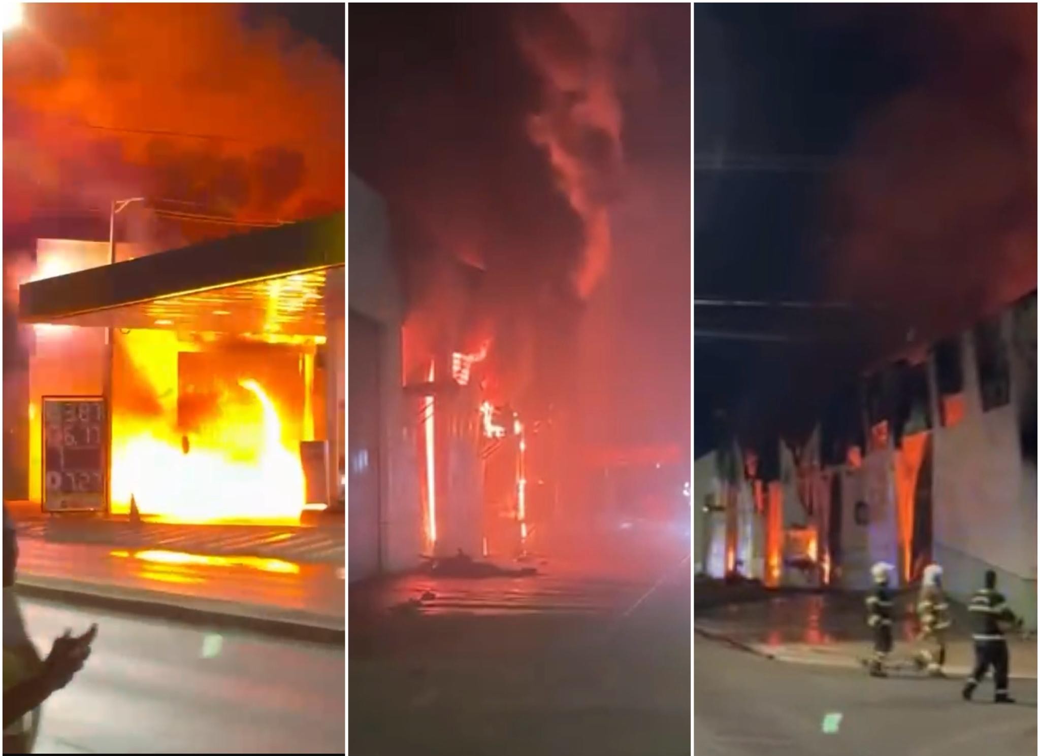 VÍDEO: incêndio atinge depósito da Secretária de Educação e posto de combustível em Várzea Grande (MT) 