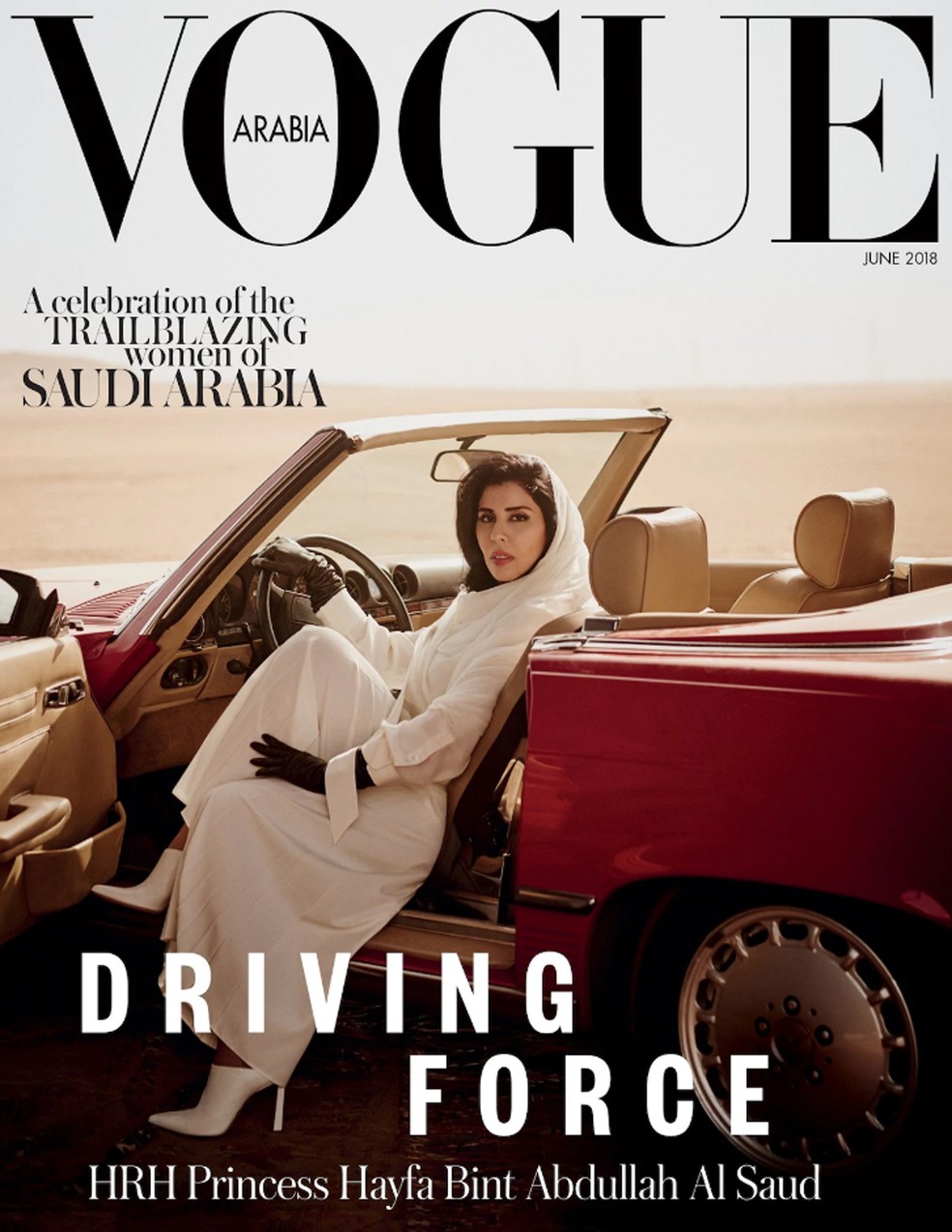 女性情報誌 Vogue Arabia July/August 2021 Capa da 'Vogue' com princesa saudita em carro conversível gera