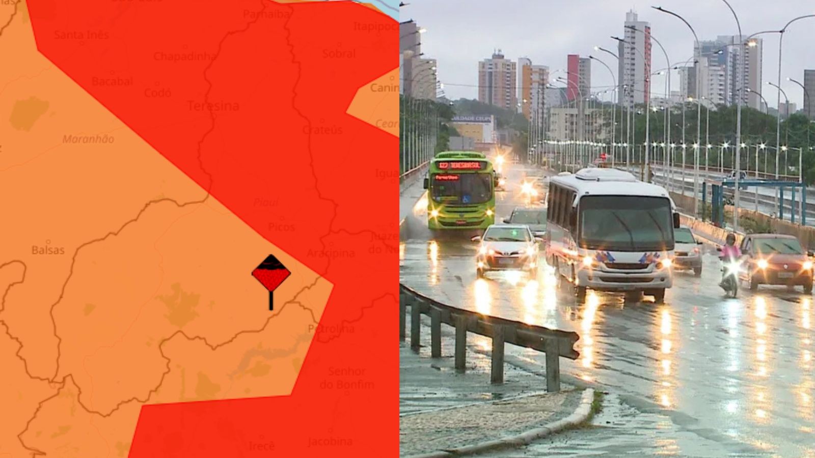 Inmet emite alerta vermelho de chuvas intensas para mais de 100 cidades no PI