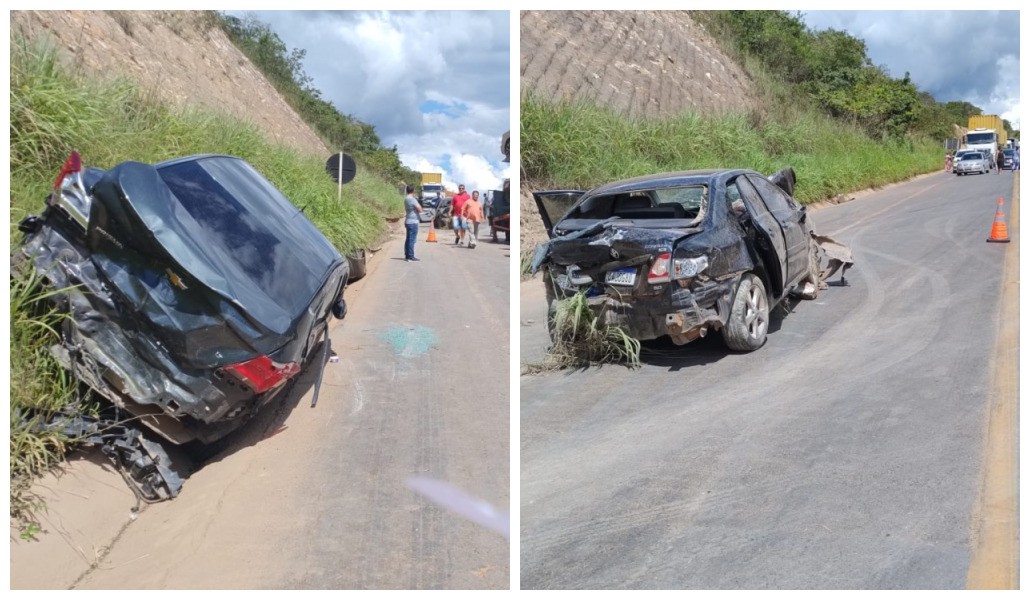 Mãe e filho ficam feridos em acidente envolvendo carreta e três carros na BR-251