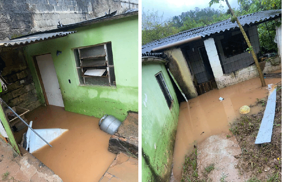 Casa é inundada por água em Ribeirão Pires — Foto: Divulgação/Portal Ribeirão Pires 24 horas