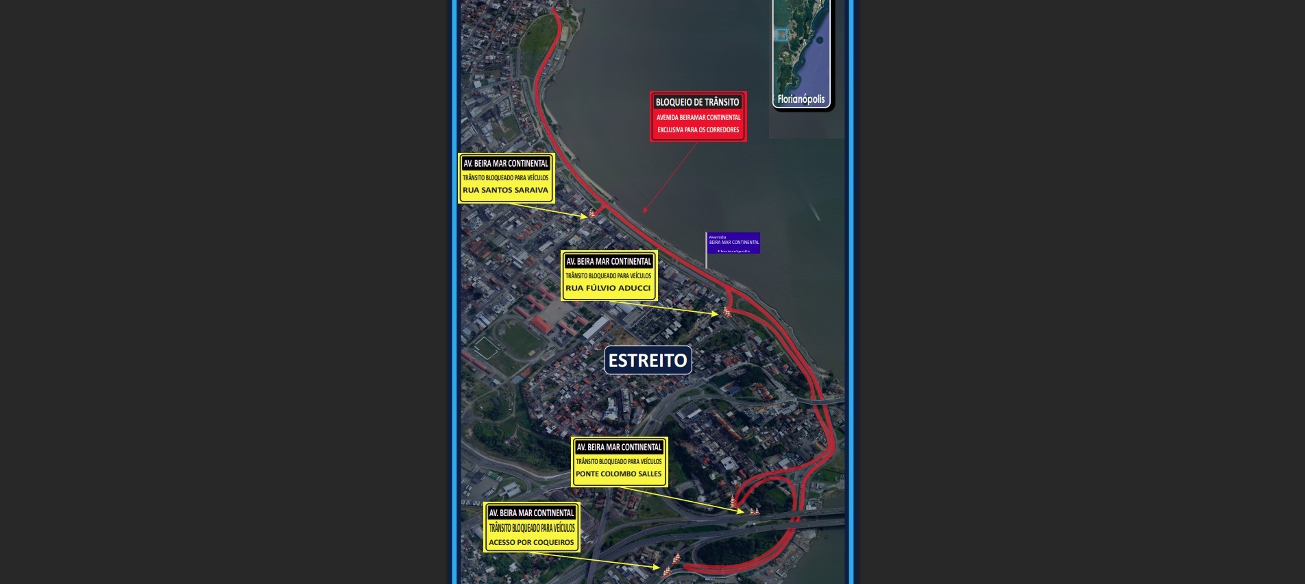Florianópolis tem alteração no trânsito para corrida na noite deste sábado; veja mudanças