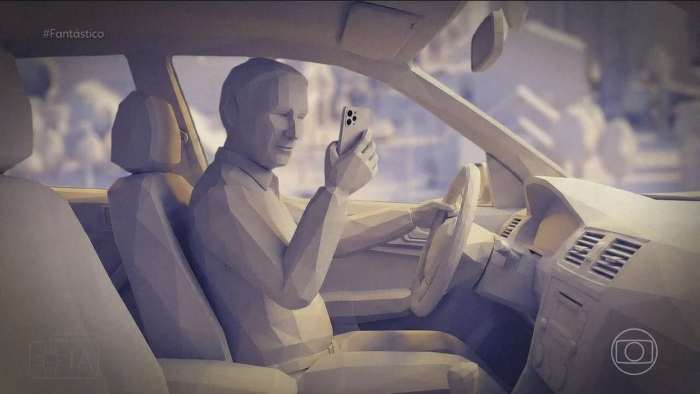 Os riscos do uso do celular ao volante — Foto: Reprodução/TV Globo