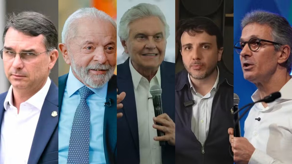 Flávio; Lula; Caiado; Renan; Zema — Foto: Redes Sociais/Reprodução