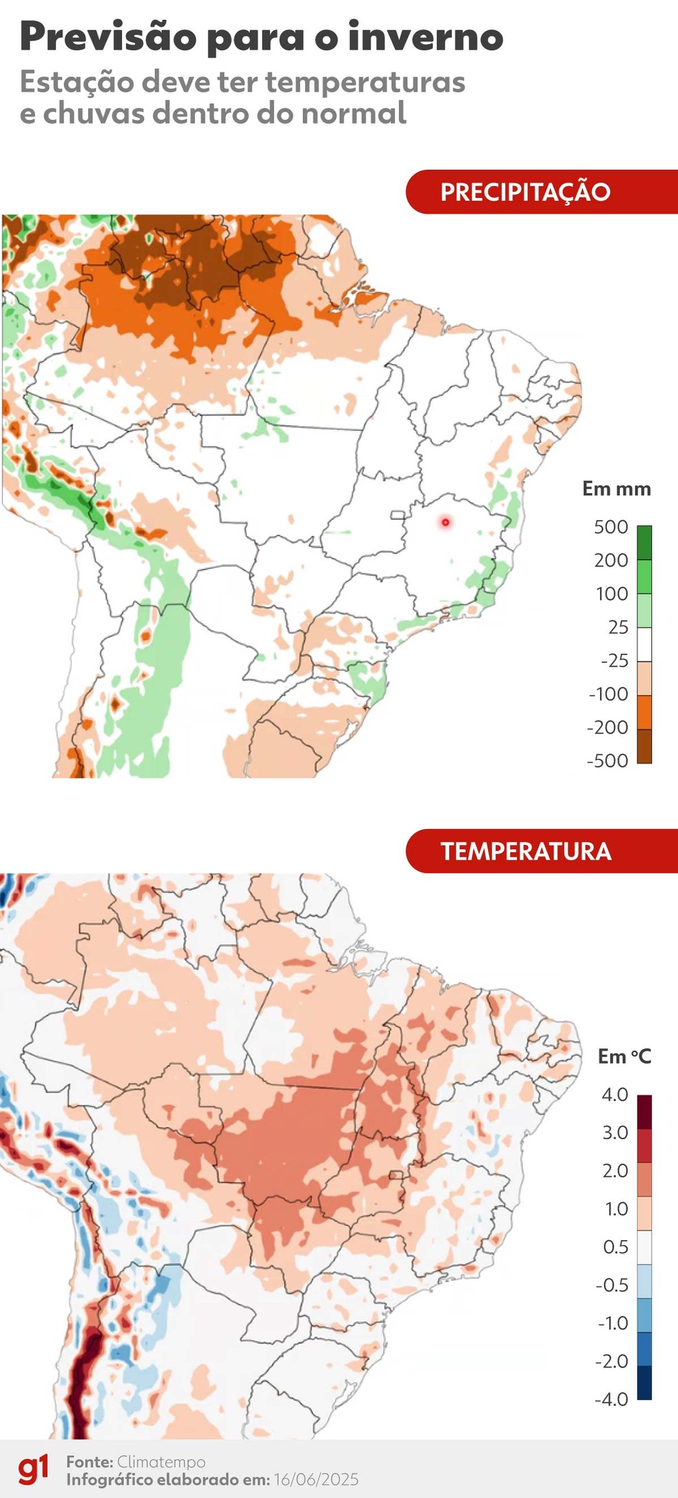 Previsão para o inverno. — Foto: Arte/g1