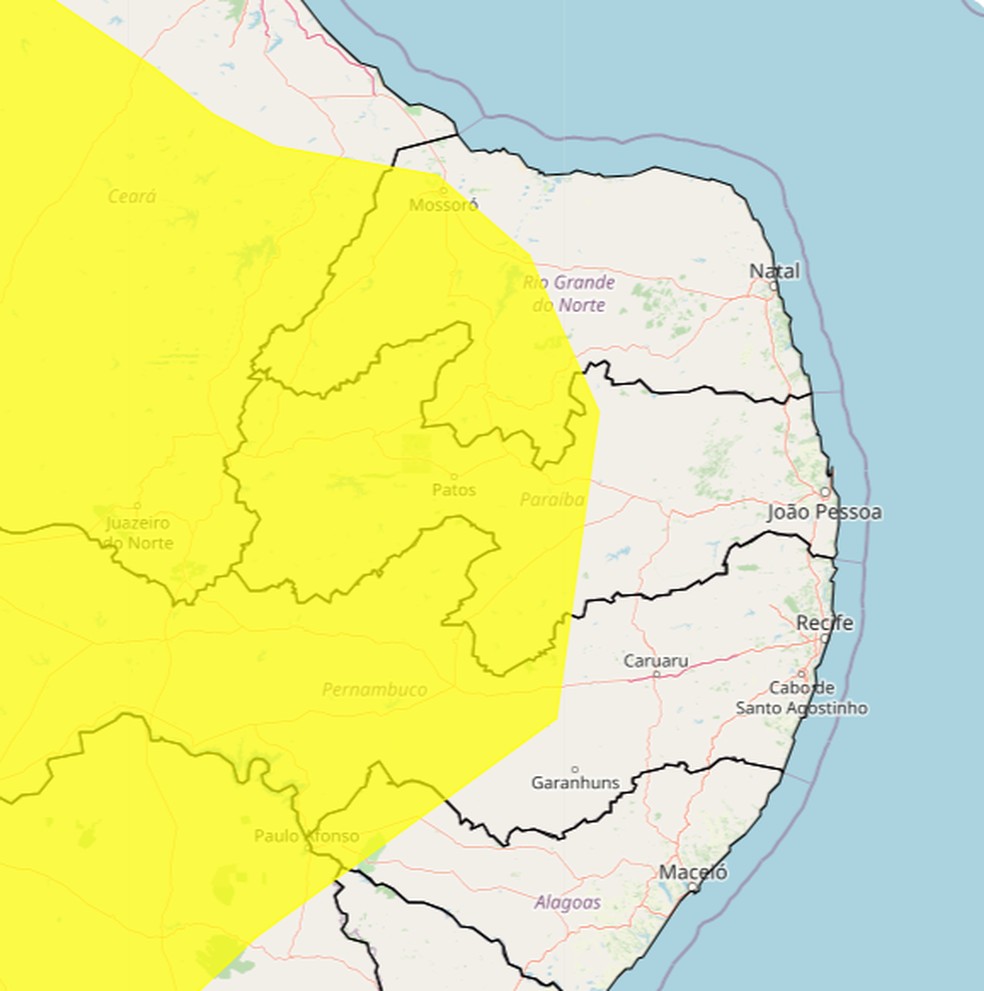Cidades atingidas pela baixa umidade do Inmet — Foto: Divulgação